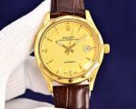 Rolex Oyster Perpetual Date Japanese Movement 40mm 316L Steel Black/Brown Calfskin Strap Watch